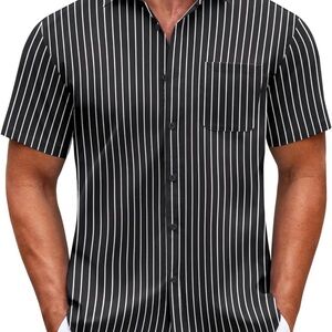 Mens Size XL Short Sleeve Casual Button Down Shirt with Pocket